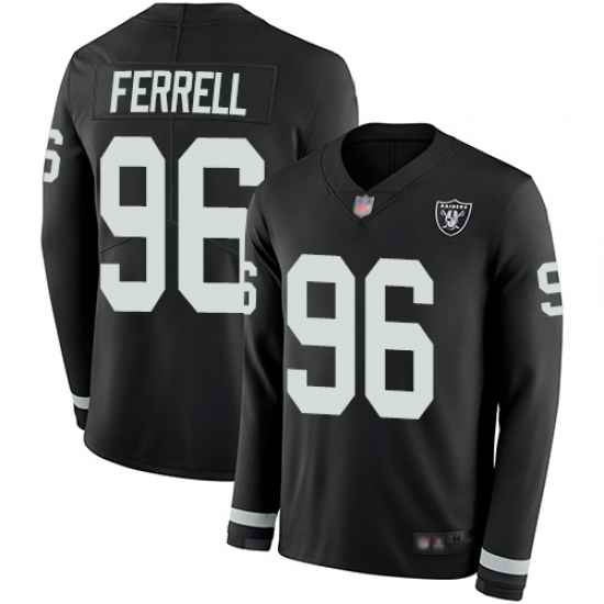 Raiders 96 Clelin Ferrell Black Team Color Men Stitched Football Limited Therma Long Sleeve Jersey